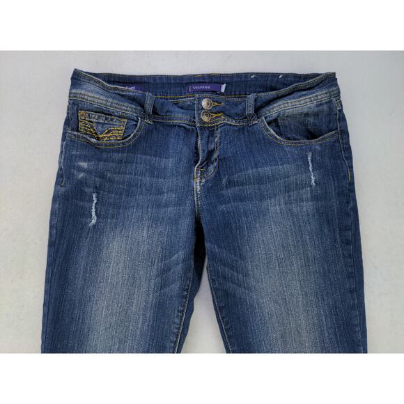 Womens Vigoss Jeans Capris Pants Size 9 Blue Denim Distressed - Picture 3 of 14